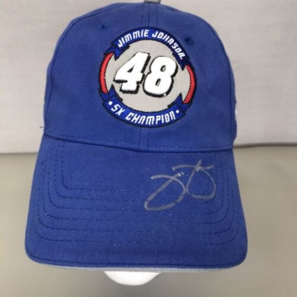 Jimmie Johnson #48 NASCAR Sprint Cup Series 5x Champion Lowes Hat Autographed - Picture 12 of 12
